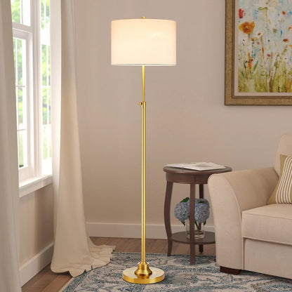 KAWOTI 63.5 Standard Adjustable Floor Lamp with Fabric Linen Shade