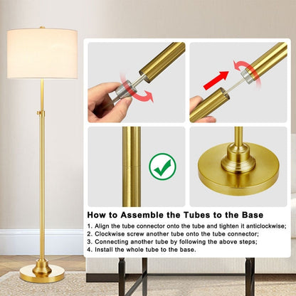 KAWOTI 63.5 Standard Adjustable Floor Lamp with Fabric Linen Shade