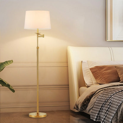 KAWOTI 64.5 inch Adjustable Height Swing Arm Floor Lamp with Shade