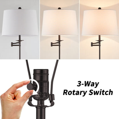 KAWOTI 64.5 inch Adjustable Height Swing Arm Floor Lamp with Shade