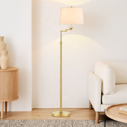 KAWOTI 64.5 inch Adjustable Height Swing Arm Floor Lamp with Shade