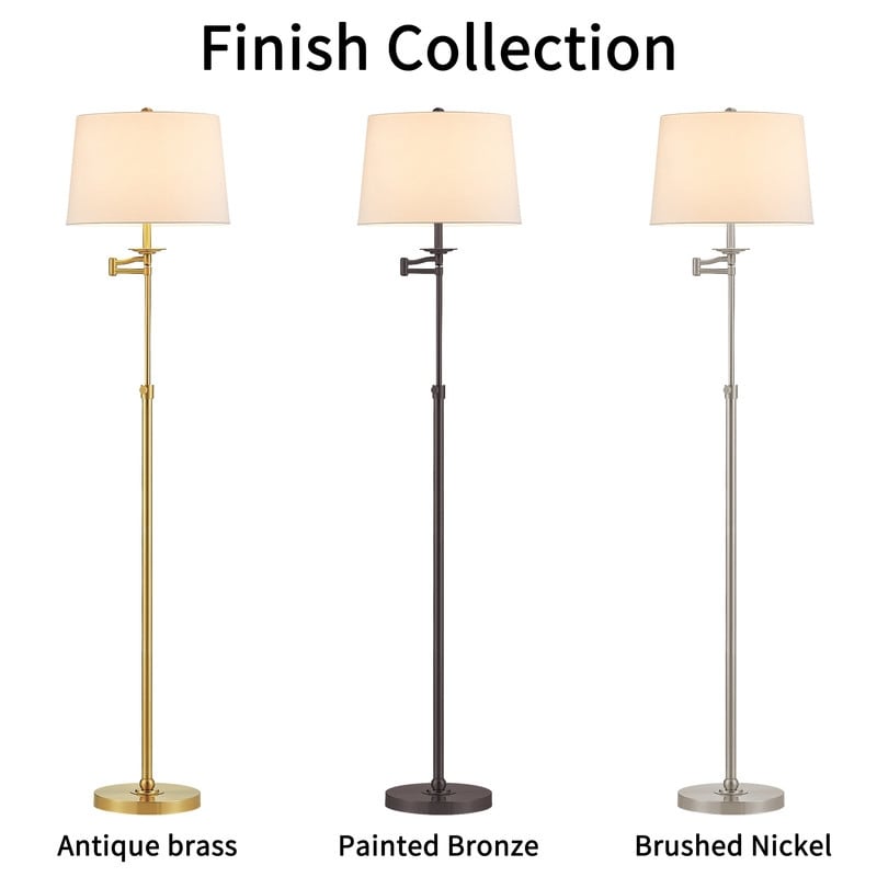 KAWOTI 64.5 inch Adjustable Height Swing Arm Floor Lamp with Shade