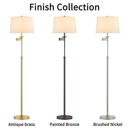 KAWOTI 64.5 inch Adjustable Height Swing Arm Floor Lamp with Shade