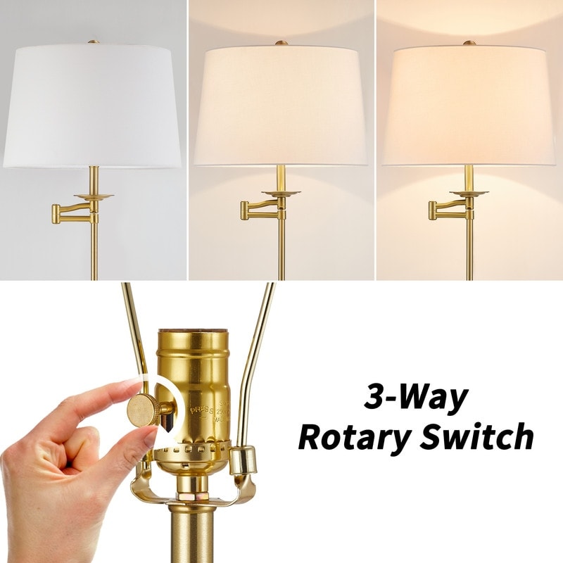 KAWOTI 64.5 inch Adjustable Height Swing Arm Floor Lamp with Shade