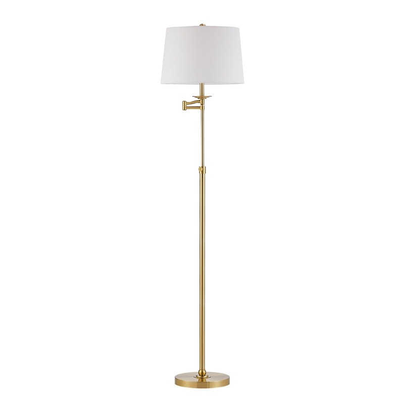 KAWOTI 64.5 inch Adjustable Height Swing Arm Floor Lamp with Shade