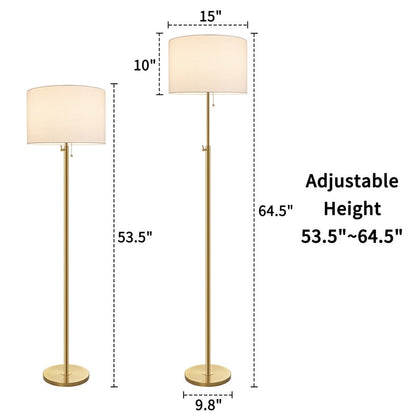 KAWOTI 65inch Modern Adjustable Standard Floor Lamp with White Drum Shade