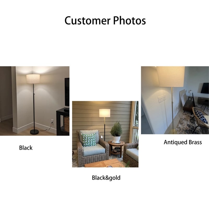 KAWOTI 65inch Modern Adjustable Standard Floor Lamp with White Drum Shade