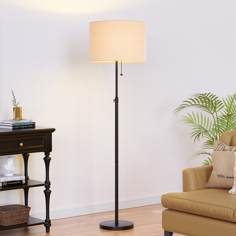 KAWOTI 65inch Modern Adjustable Standard Floor Lamp with White Drum Shade