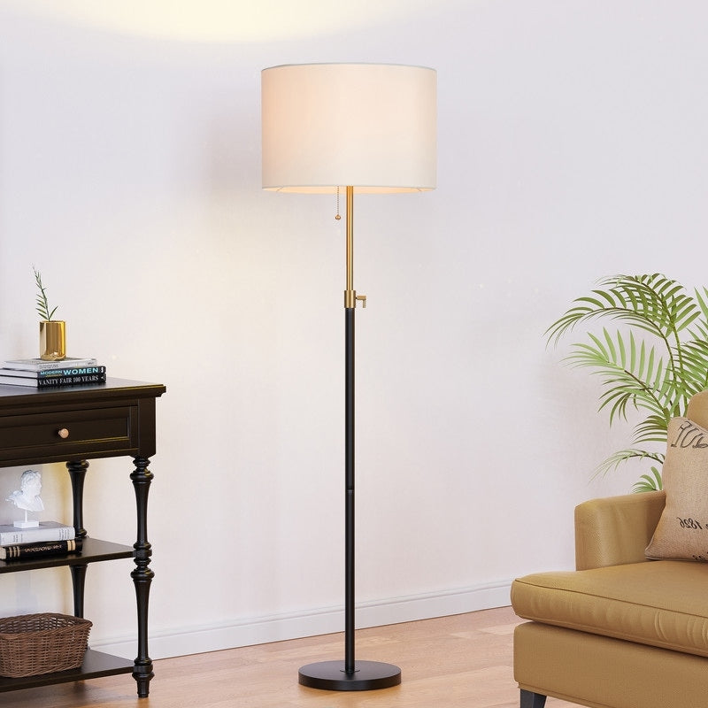 KAWOTI 65inch Modern Adjustable Standard Floor Lamp with White Drum Shade
