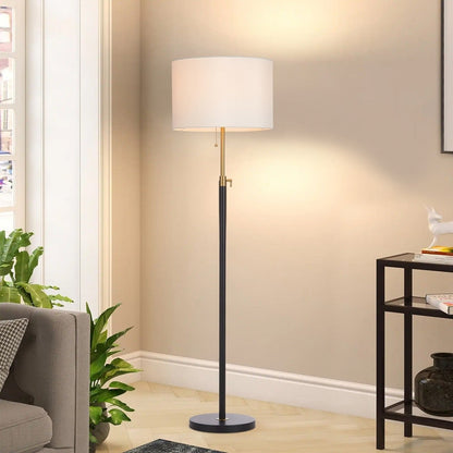 KAWOTI 65inch Modern Adjustable Standard Floor Lamp with White Drum Shade