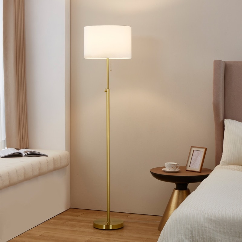 KAWOTI 65inch Modern Adjustable Standard Floor Lamp with White Drum Shade