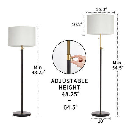 KAWOTI 65inch Modern Adjustable Standard Floor Lamp with White Drum Shade