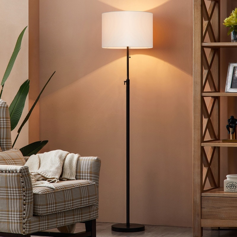 KAWOTI 65inch Modern Adjustable Standard Floor Lamp with White Drum Shade