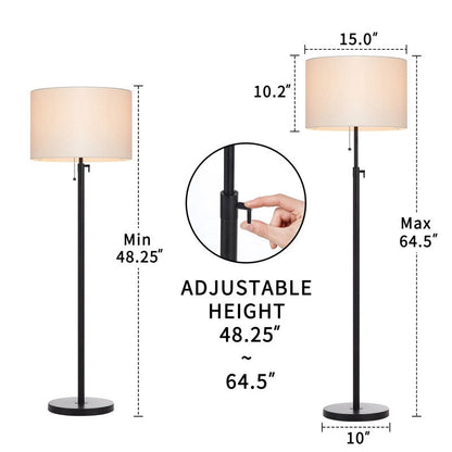 KAWOTI 65inch Modern Adjustable Standard Floor Lamp with White Drum Shade