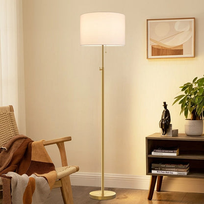 KAWOTI 65inch Modern Adjustable Standard Floor Lamp with White Drum Shade