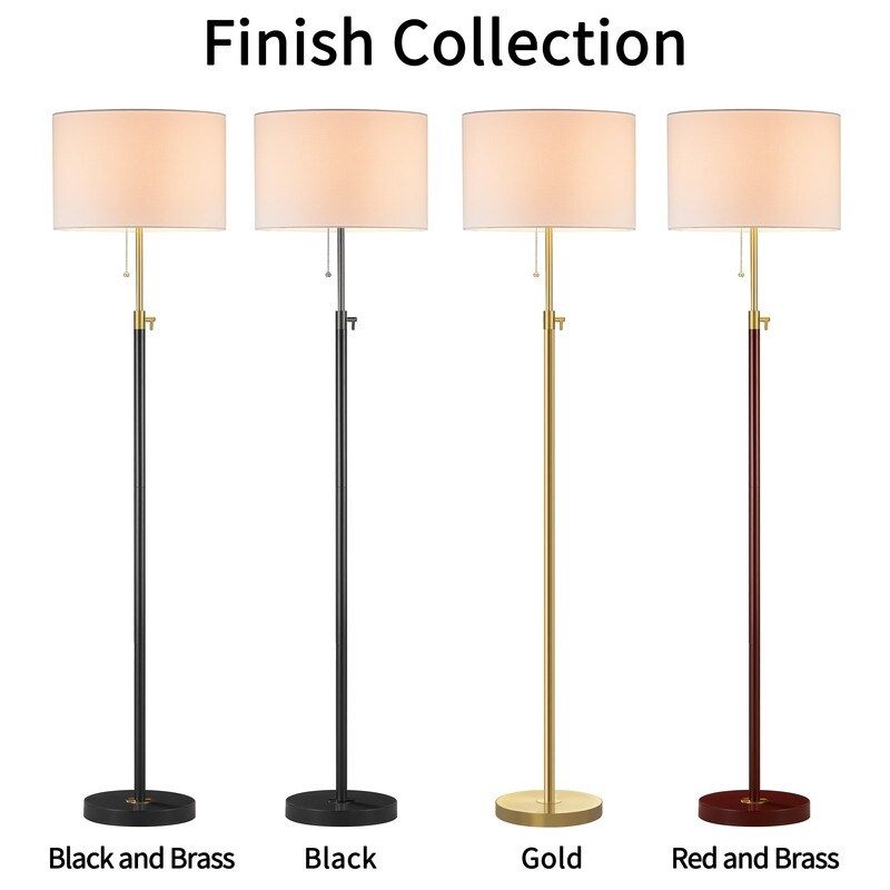 KAWOTI 65inch Modern Adjustable Standard Floor Lamp with White Drum Shade