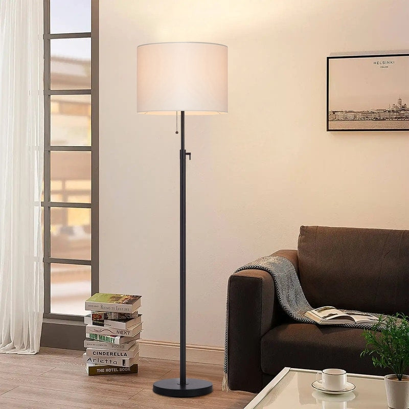 KAWOTI 65inch Modern Adjustable Standard Floor Lamp with White Drum Shade