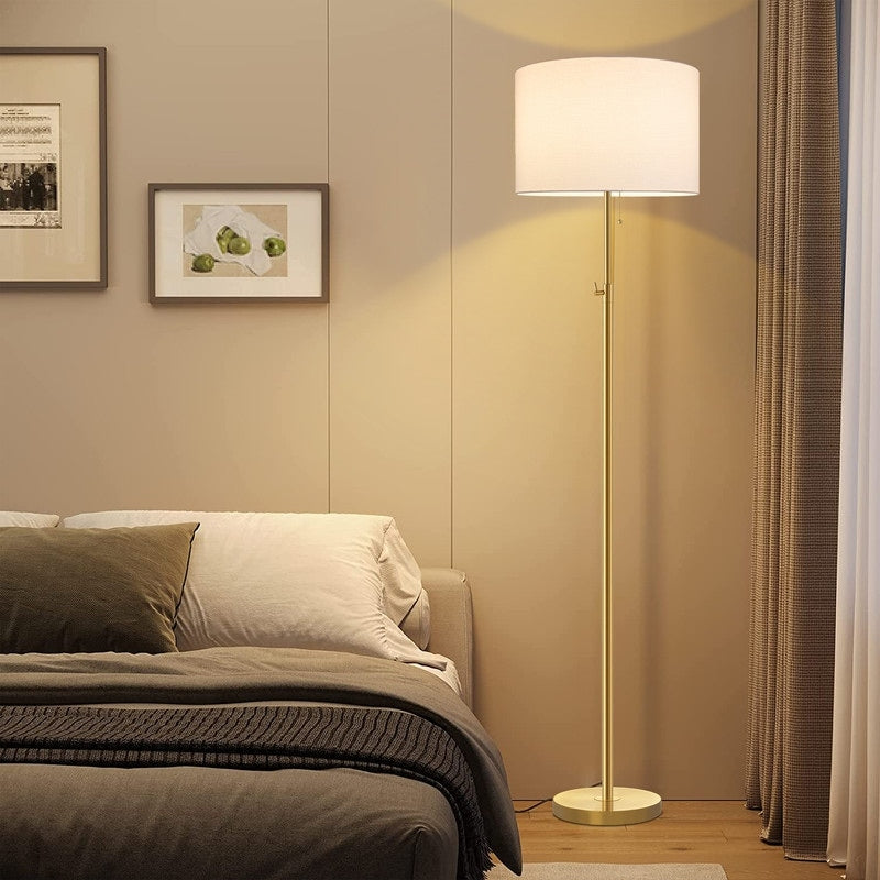 KAWOTI 65inch Modern Adjustable Standard Floor Lamp with White Drum Shade