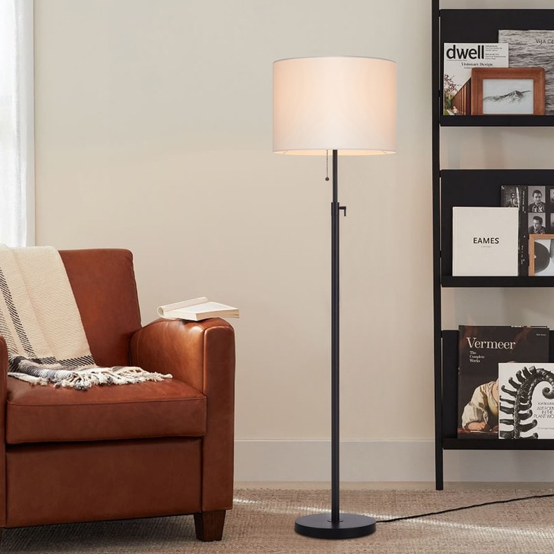 KAWOTI 65inch Modern Adjustable Standard Floor Lamp with White Drum Shade