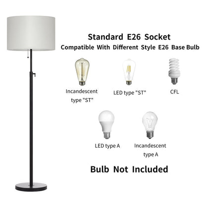 KAWOTI 65inch Modern Adjustable Standard Floor Lamp with White Drum Shade
