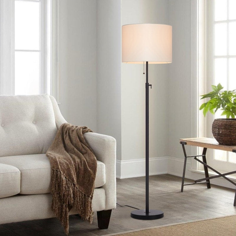 KAWOTI 65inch Modern Adjustable Standard Floor Lamp with White Drum Shade