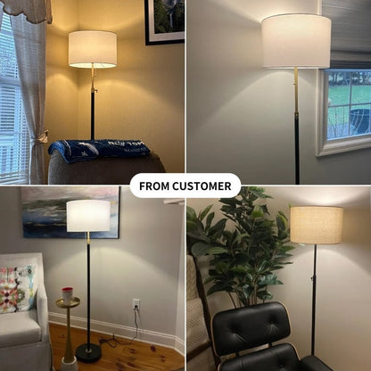 KAWOTI 65inch Modern Adjustable Standard Floor Lamp with White Drum Shade