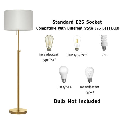 KAWOTI 65inch Modern Adjustable Standard Floor Lamp with White Drum Shade