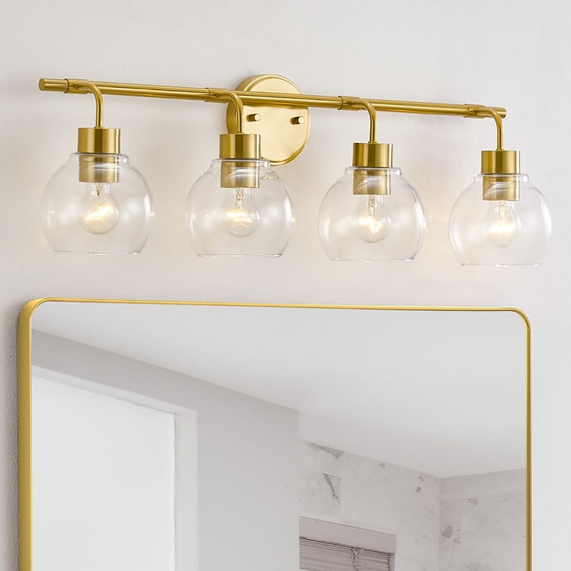 KAWOTI Dimmable Bathroom Vanity Light with Clear Glass Shades