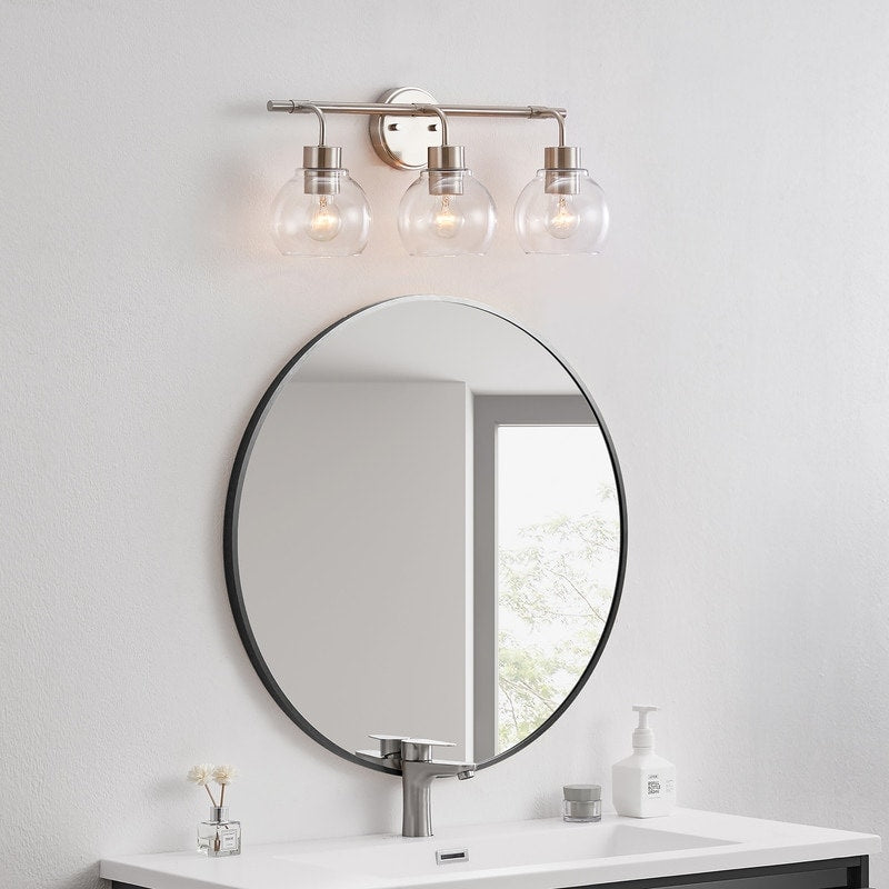 KAWOTI Dimmable Bathroom Vanity Light with Clear Glass Shades