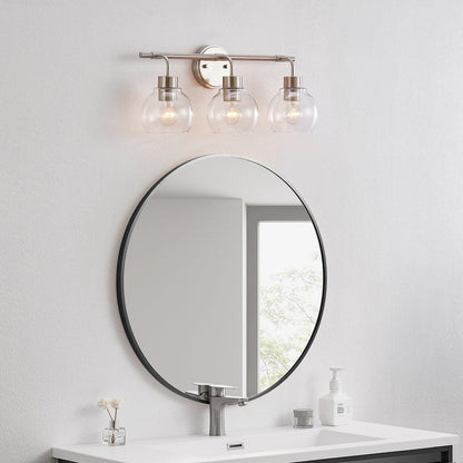 KAWOTI Dimmable Bathroom Vanity Light with Clear Glass Shades