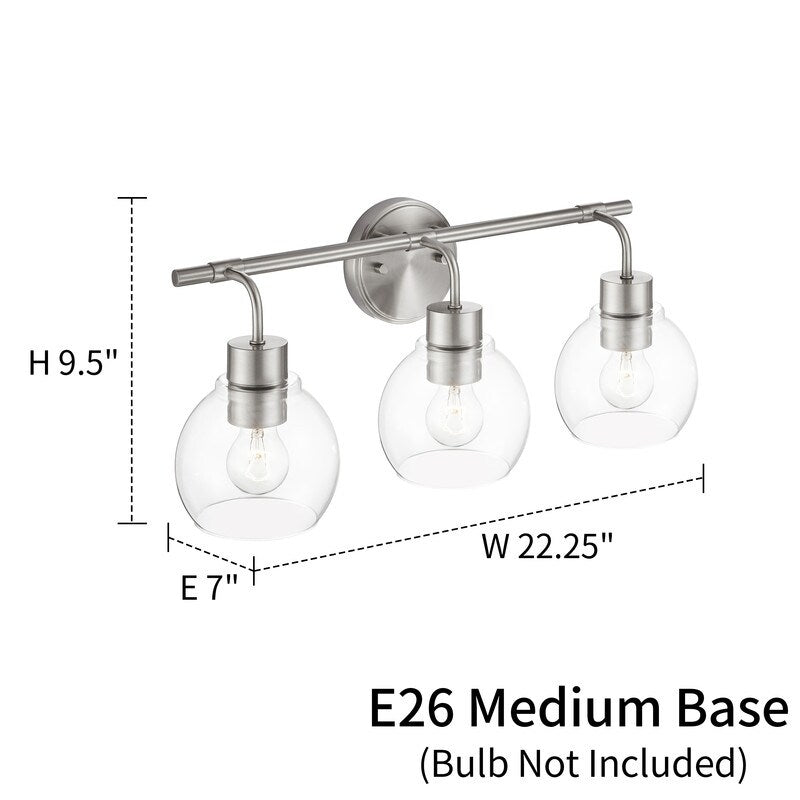 KAWOTI Dimmable Bathroom Vanity Light with Clear Glass Shades