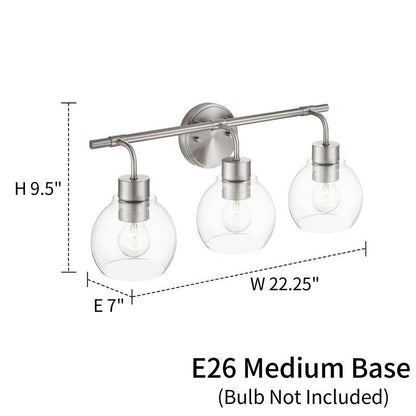 KAWOTI Dimmable Bathroom Vanity Light with Clear Glass Shades