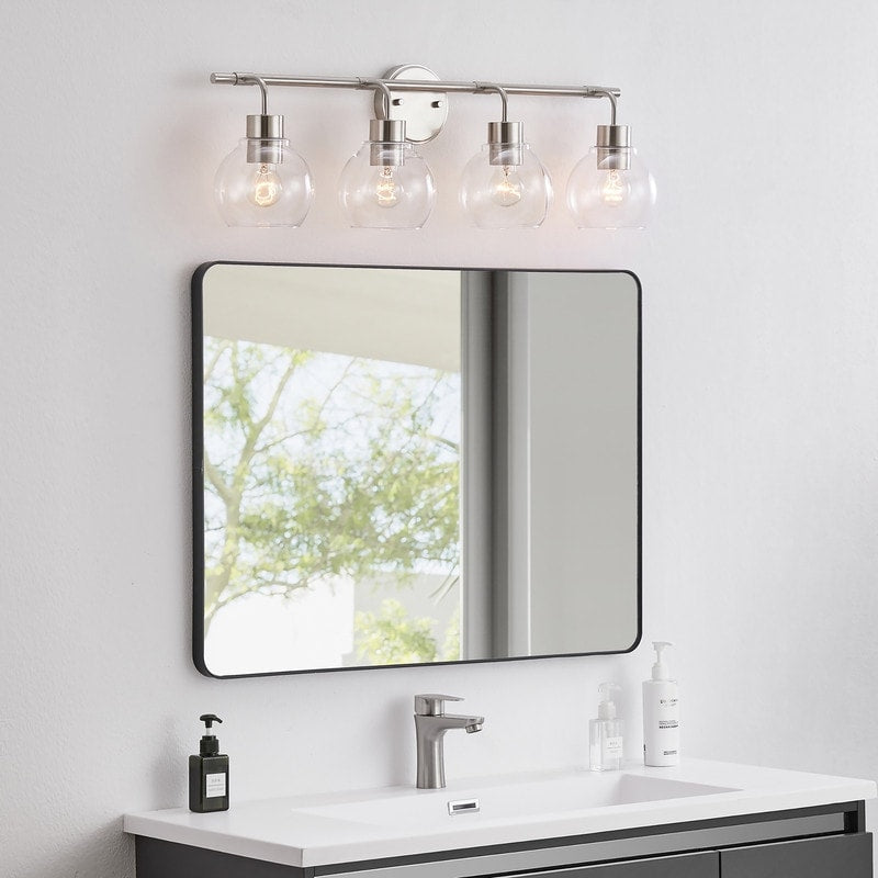 KAWOTI Dimmable Bathroom Vanity Light with Clear Glass Shades