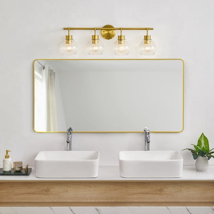 KAWOTI Dimmable Bathroom Vanity Light with Clear Glass Shades