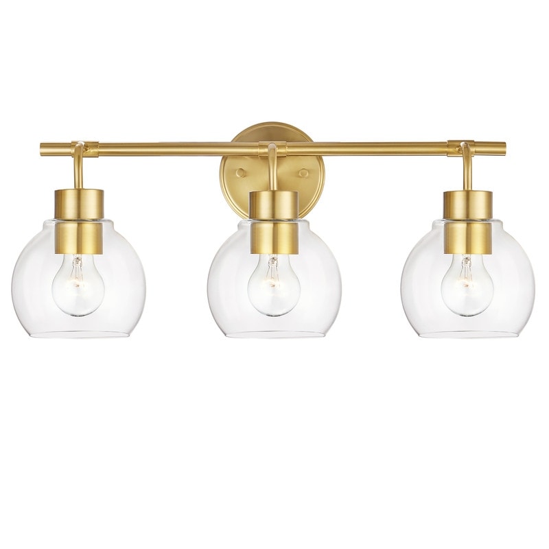 KAWOTI Dimmable Bathroom Vanity Light with Clear Glass Shades