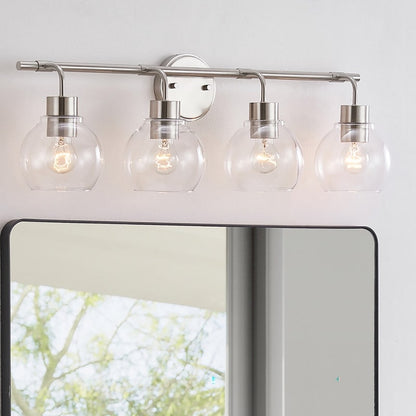 KAWOTI Dimmable Bathroom Vanity Light with Clear Glass Shades