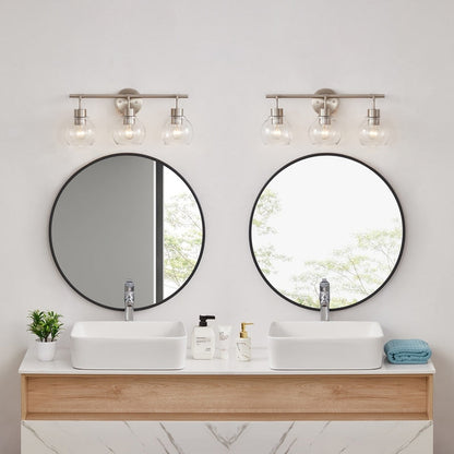 KAWOTI Dimmable Bathroom Vanity Light with Clear Glass Shades