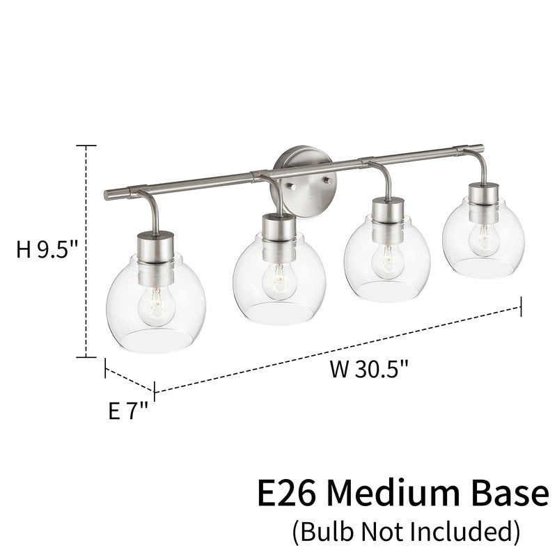 KAWOTI Dimmable Bathroom Vanity Light with Clear Glass Shades