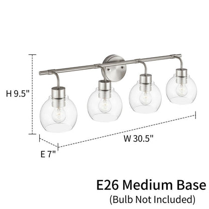 KAWOTI Dimmable Bathroom Vanity Light with Clear Glass Shades