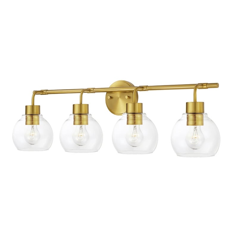 KAWOTI Dimmable Bathroom Vanity Light with Clear Glass Shades