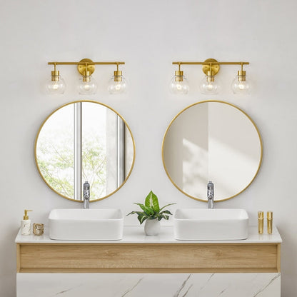 KAWOTI Dimmable Bathroom Vanity Light with Clear Glass Shades