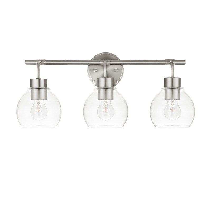 KAWOTI Dimmable Bathroom Vanity Light with Clear Glass Shades