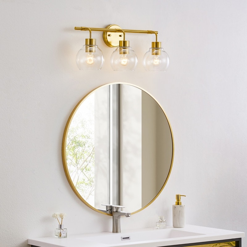 KAWOTI Dimmable Bathroom Vanity Light with Clear Glass Shades