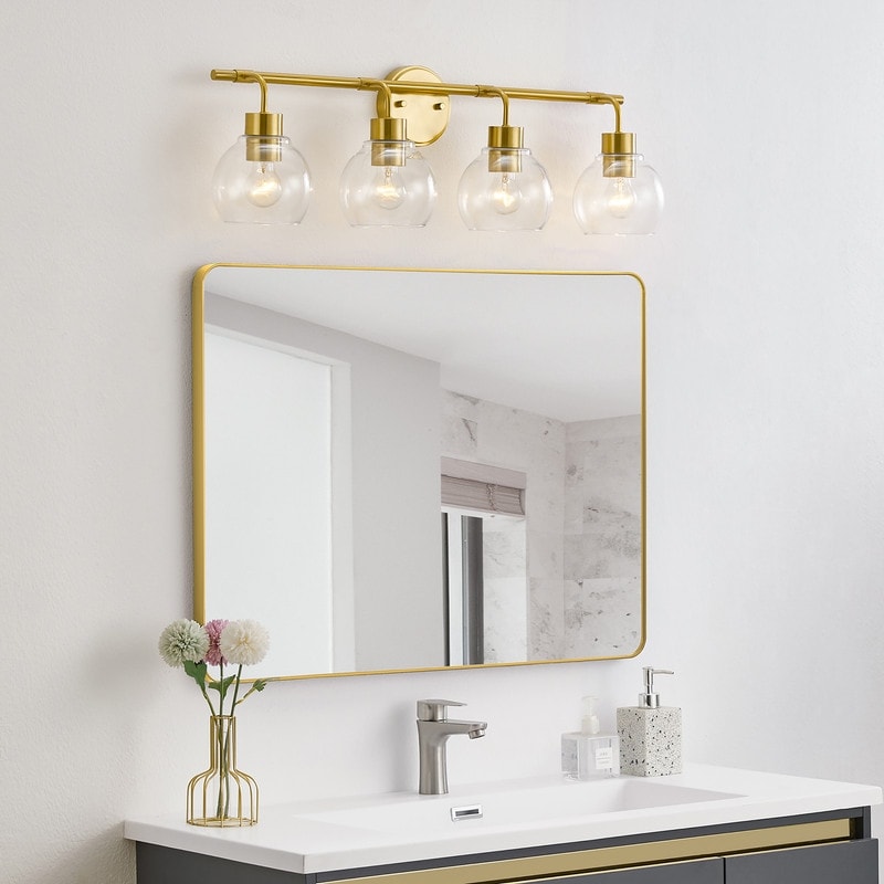 KAWOTI Dimmable Bathroom Vanity Light with Clear Glass Shades
