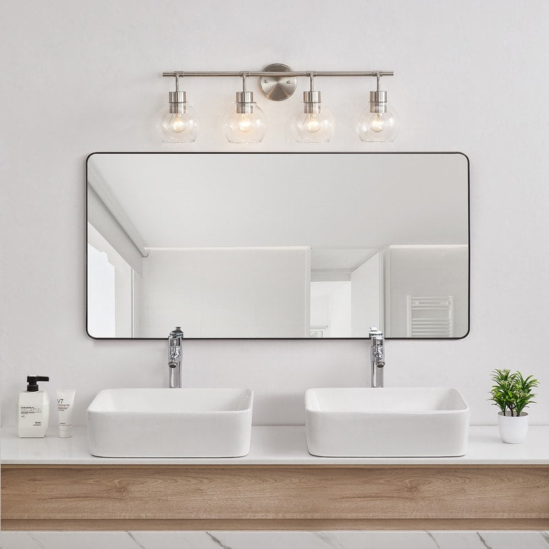 KAWOTI Dimmable Bathroom Vanity Light with Clear Glass Shades