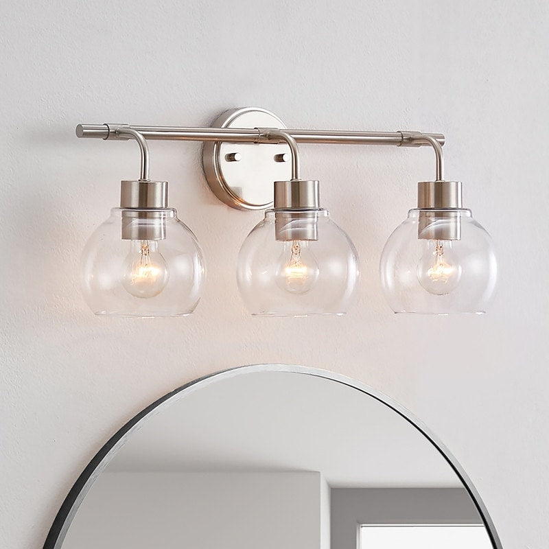 KAWOTI Dimmable Bathroom Vanity Light with Clear Glass Shades