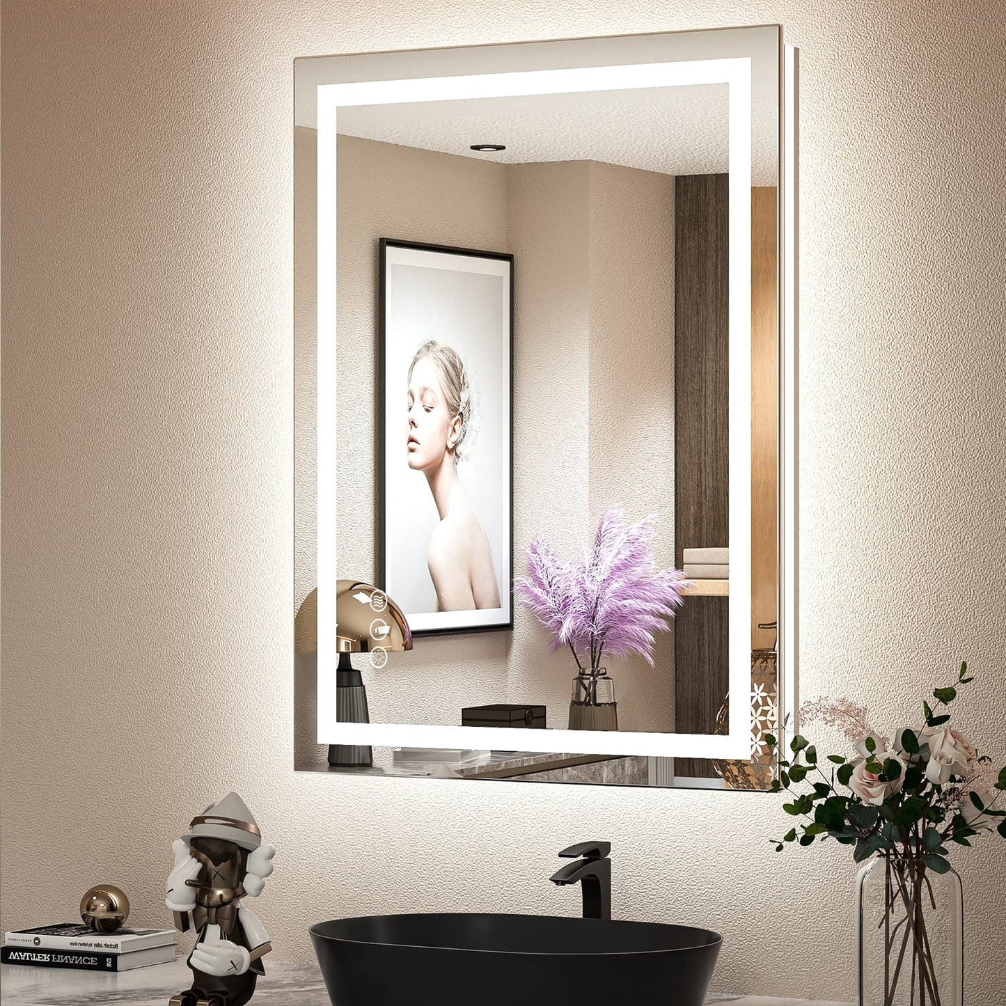 KIOTEE Super Bright Anti-fog LED Bathroom Mirror with Backlit and Front Lighting 3-Year Warranty