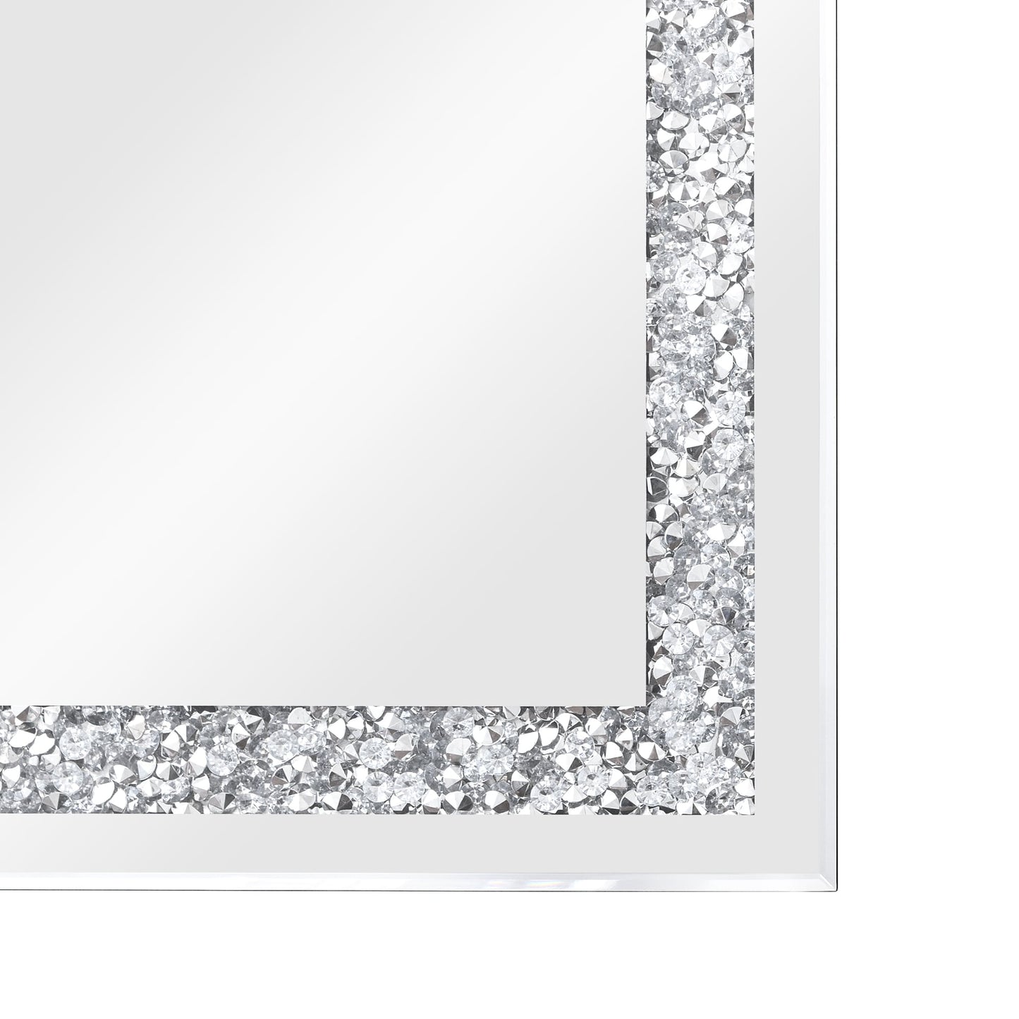 KOHROS Silver Rectangle Crystal Decorative Wall Mirror