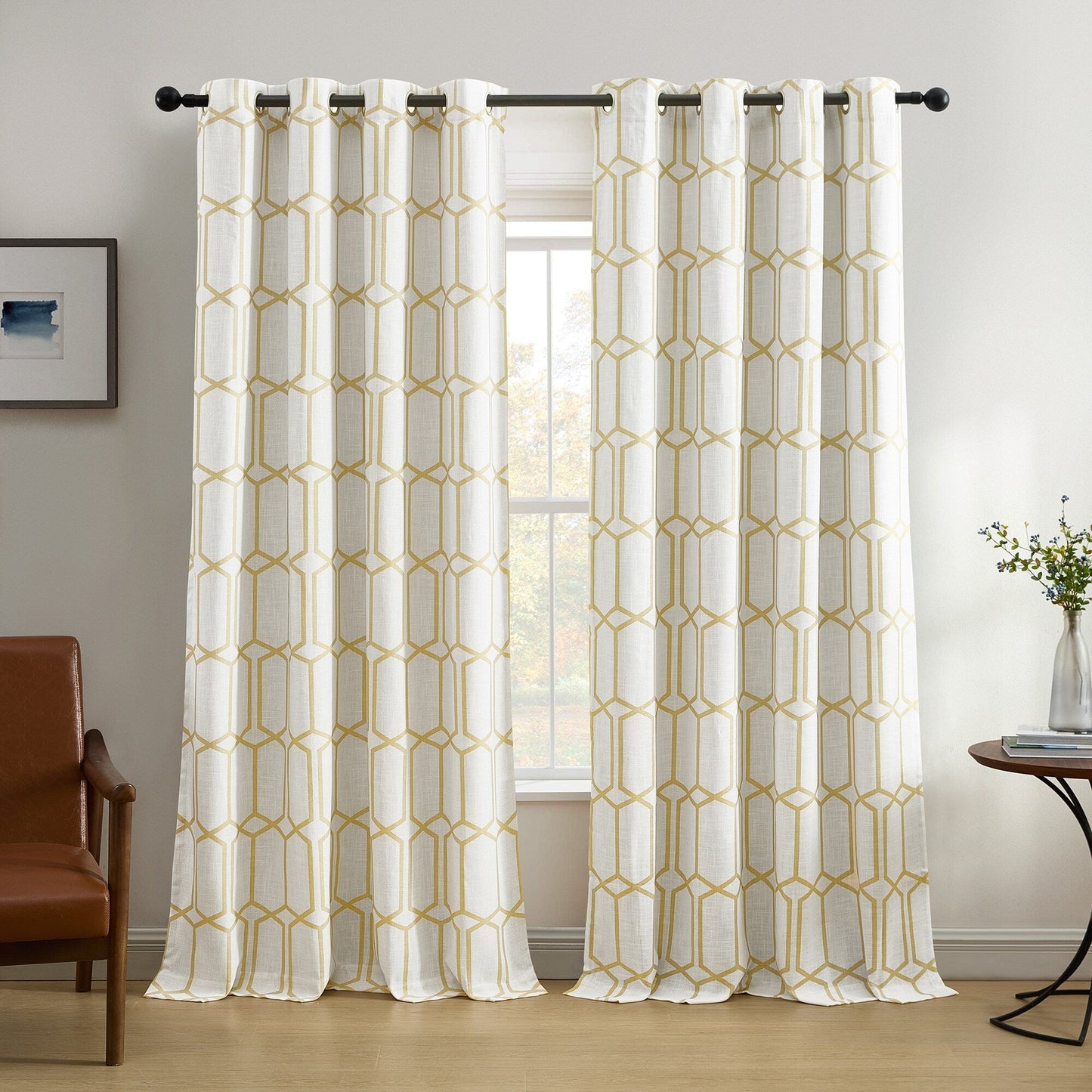 Kaiden Geometric Room Darkening Window Curtain
