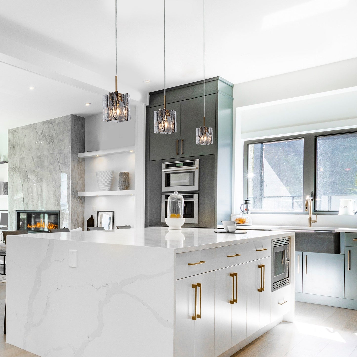 Kasy Modern 1-Light Pendant Lights Glass Island Lights for Dining Room